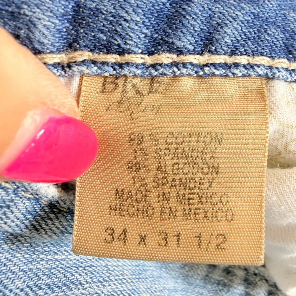BKE Denim Women Light Wash Distressed Bootcut Jeans Embroidered Y2K Size 31 32